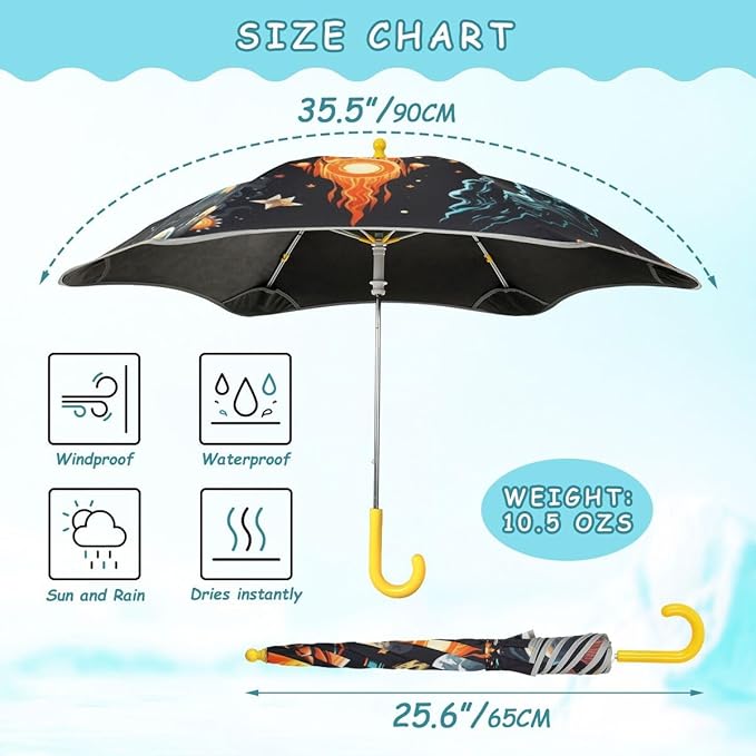 ALAZA Kids Umbrella Stick Umbrellas Cute Umbrella for Boys Girls Toddler UV/Sun Rain Windproof