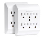 [ETL Listed] Cable Matters 2-Pack 6 Outlet Extender Wall Tap, 15A/1875W, Multi Plug Wall Outlet / 6 Way Plug Power Adapter