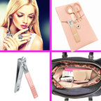 Manicure Set, Professional Women Nail Clippers Kit 4PCS， Stainless Steel Nail Cutter Care Tools Professional Grooming Kits, PU Leather Travel Case （rose gold）