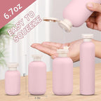 ASEVAT 6.7oz 4Pcs Plastic Refillable Travel Shampoo & Conditioner Bottles With Flip Cap