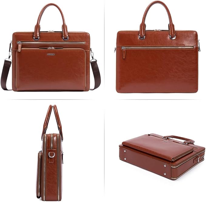 BOSTANTEN Briefcases for Men Messenger Bag Genuine Leather Laptop Bag 15.6 inch Office Work Tote for Buisness Travel
