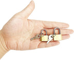 2 Pcs Small Solid Brass Locks with Keys, 20mm + 25mm Mini Key Locks, for Luggage, Backpack, Gym Locker, Jewelry Box (20-25mm)