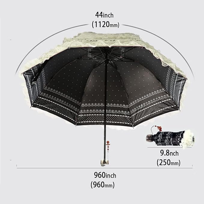 WANLIAN Folding umbrella Travel Umbrella Folding UV Resistance Lace Parasol Umbrella Sun Umbrella For Women Girls sunshades with lace decoration
