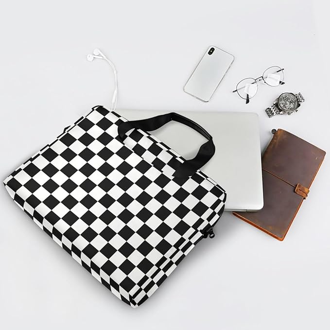 Waving Checkered Flag Car Racing Laptop Case, 15.6 inch Laptop Bag, Waterproof Laptop Sleeve, Laptop Briefcase for Women & Men