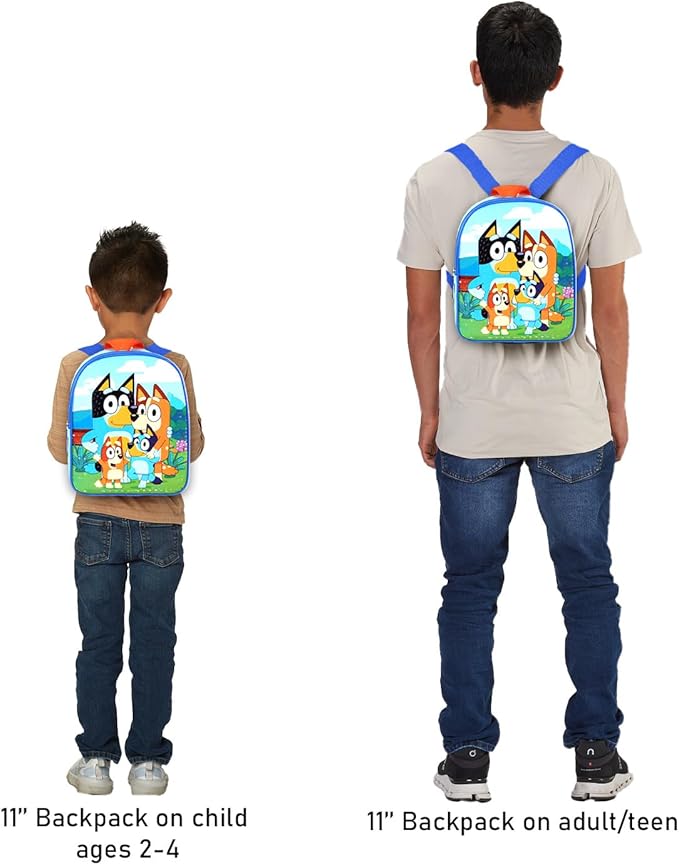 Bluey Mini Backpack for Kids - Bundle with 11" Small Bag for Girls Plus Button | Bluey Backpack Purse Set