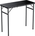 GARLLEN Folding Camping Table, 3 Adjustable Height Lightweight Folding Picnic Table, Aluminum Portable Foldable Outdoor Table for Grill, Camping, Grill, Threaded Install, 35.4" L x 15.7" W, Black