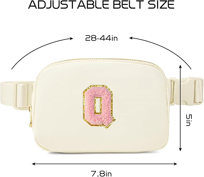 Gitus Personalized Gifts Birthday Gifts for Girls Fanny Pack Cross Body Bags with Initial Letter Preppy Stuff Gifts for Her Girlfriend Wife Sister Friends Mom (Ivory-Q)