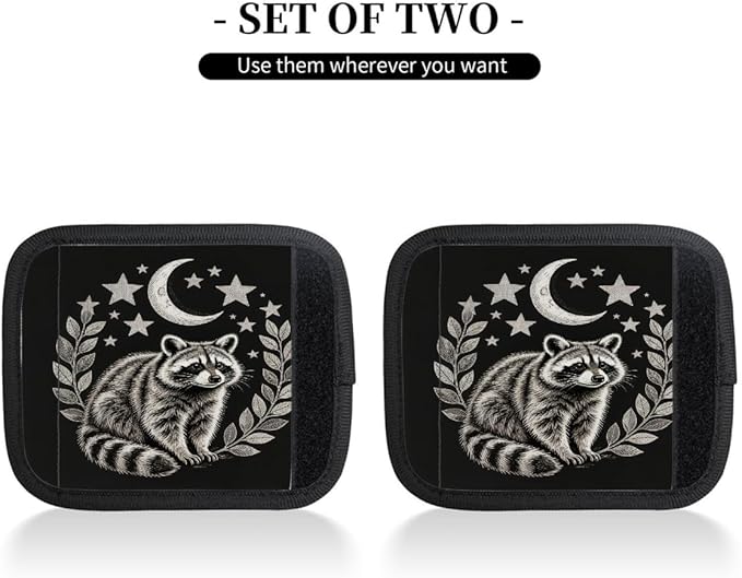 2 Pack Luggage Handle Wrap with Travel Tags - Non-Slip Protective Cover Soft Handle Grips Covers for Suitcase(Red Panda Starry Night)