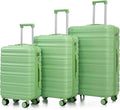 3-Piece Hard Luggage Set (20” 24” 28”) with Spinner Wheels, TSA Combination Lock, ABS Hard Shell Luggage, Suitcase Set with Carry On, Medium & Large Checked Bags for Men, Women(Green)