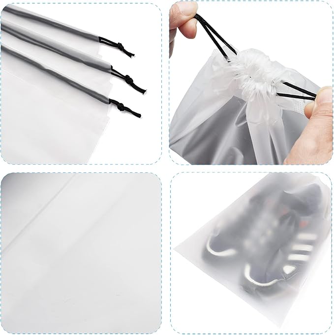 Vorspack Transparent Shoe Bags for Travel Large Clear Shoes Organizers Storage Pouch with Rope for Men and Women 13 Pack