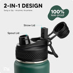 Swigina Insulated Water Bottle with Silicone Boot (36hrs Cold/18hrs Hot) - DIY Stickers, [2-in-1 Lid], BPA Free, 24 oz