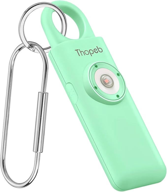 Thopeb– Personal Safety Alarm for Women–135dB Siren, Strobe Light and Rechargeable - Safety Alarm Keychain for Women (Pale Green)
