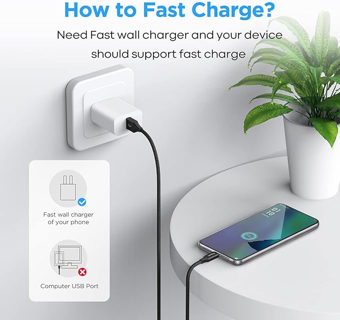 etguuds USB C Cable [20ft/6m], 1-Pack, Long USB-A 2.0 to USB-C Cable, Fast Charging Type C Charger Cord Nylon Braided for Samsung Galaxy Note, LG, Moto, Pixel, Switch, and Other USB C Devices