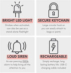 Securityman Personal Safety Alarm for Women | Self Defense Keychain (Loudest 130dB Siren and SOS Strobe Light) Everyday Security Personal Alarm Protection Device (Black)