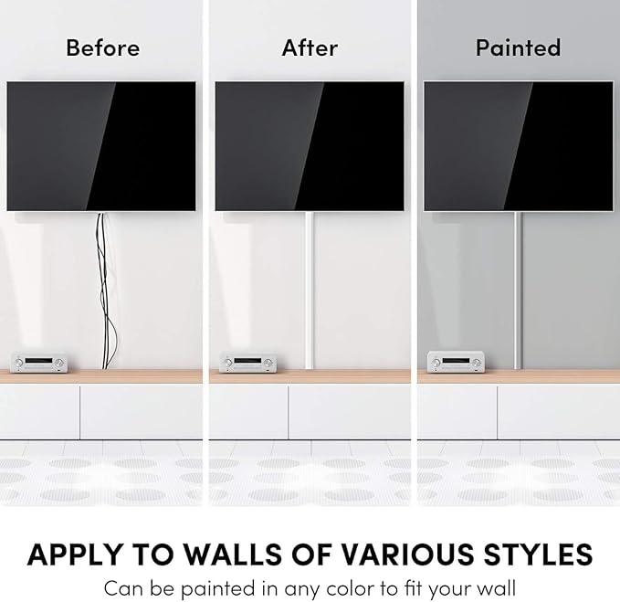 Cord Covers for Wires on Wall - 300in Cable Management Cable Hider - Cord Hiders for TV On Wall - Paintable Cable Concealer - Wire Covers for Cords - 20X (L16 x W0.95 x H0.5) - Medium | White