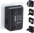 DOACE 220V to 110V Converter 350W Voltage Converter US to Europe for Hair Straightener/Curling Iron Converter for European Travel with 4-Port USB Charging and UK/AU/US/EU Worldwide Plug Adapter