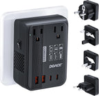 DOACE 220V to 110V Converter 350W Voltage Converter US to Europe for Hair Straightener/Curling Iron Converter for European Travel with 4-Port USB Charging and UK/AU/US/EU Worldwide Plug Adapter