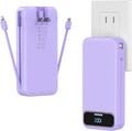20000mAh Lightweight-Portable-Charger-Power-Bank with Built-in Cables and AC Wall Plug, PD20W USB-C Fast Charging Battery Pack, LED Display External Travel Phone Charger for All iPhone,Samsung,Android