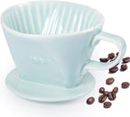 Pour Over Coffee Dripper, Ceramic Pour Over Coffee Maker with 3 Holes Flat Bottom, Easy Manual Brew Maker, Porcelain Slow Filter Cone for Travel, Camping, Office, Home, Green