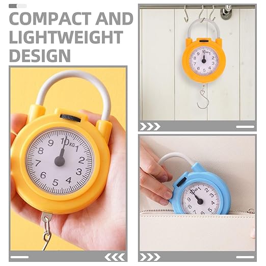 2pcs Portable Handheld Hanging Digital Scale with Hook, Small High-Precision Electronic Weight Scale for Luggage and Travel, Yellow Blue Compact Spring Balance for Home and Outdoor