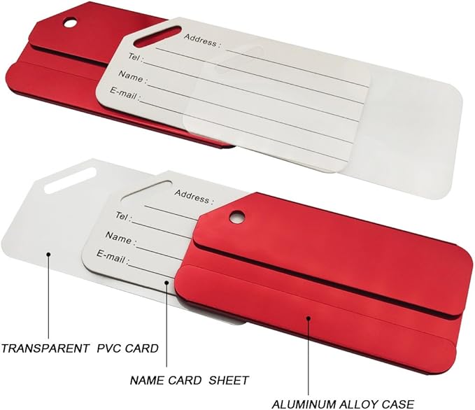 2Pack Red Aluminum Luggage Tag for Luggage Baggage Travel Identifier by Ovener