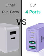 USB C Wall Charger Block 2-Pack, Aiminu 40W 4-Port PD Power Delivery Fast Type C Charging Block Plug Adapter for iPhone 15/14/13/12/11/Pro Max, XS/XR/X, iPad, Samsung, Android Phones Charger Cube