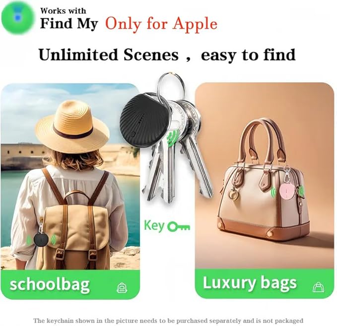 Smart Tag Tracking DeviceTracker Tags, Key Finder Locator with Sound, with Find My(iOS Only), Key Finder Locator with Sound for Luggage, Pet, Wallet, Phone, Kids (Black)