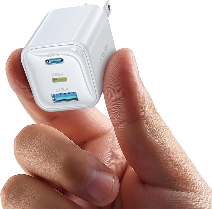 JOYROOM iPhone Charger Fast Charging, 3 Port 30W GaN USB C Charger Block, Portable Compact Type C Charging Block with Foldable Plug for iPhone17/16/15/14/13/12 Series, iPad, Galaxy and More