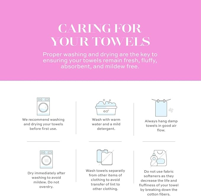CASA COPENHAGEN White Bay 6Pcs 100% Egyptian Cotton Large Designer Towels Gift Set- White - Dark Grey, 600GSM, 2Bath 2Hand 2Washcloths, Bath Towels for Bathroom Set for Women & Men