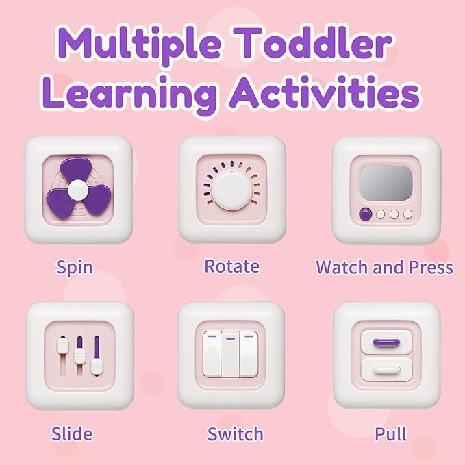 SOCBTNSO Busy Cube Toy for 1 Year Old Girl Gifts, Montessori for Baby Girl, Travel Sensory Toys for Toddlers 1-3, Learning Fine Motor Skills| 1st Birthday Girl Gifts 12 Months