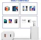 3 Pack USB C Charger Block,20W USB-C & USB-A Port Charger，for i Phone 17/16/15/14/13/12/11/X/8, i Pad and More