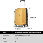 Luggage Sets 3 Piece, Lightweight Expandable PC Hardside Durable Suitcases with Spinner Wheels & TSA Lock, 20/24/28 Inch, Yellow