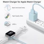 Fast Charger for Apple Watch Charger, Magnetic iWatch Charger to USB A Cable 3.3FT with USB A Wall Plug Adapter for Apple iWatch Series Ultra/10/9/8/7/6/SE/5/4/3/2 (Blue)