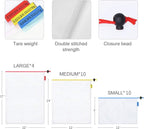 24 pack Reusable Produce Bags,Reusable produce bags for grocery,mesh bags See-Through and Washable Grogery Bags with 3 Sizes useful for storage fruits,vegetables,toys
