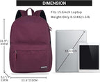 SUPACOOL Casual Laptop Backpack for Men and Women, Backpack for College, USB Charging Port, Lightweight Pack Back(Burgundy Red)