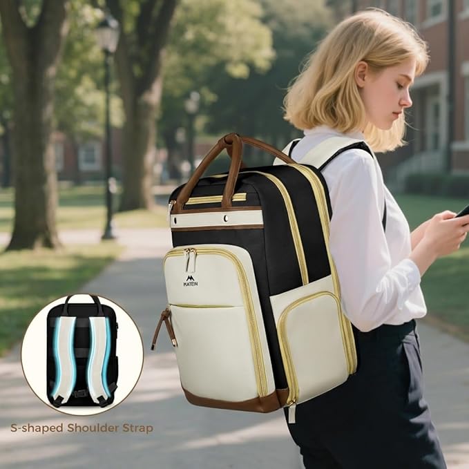 MATEIN Work Backpack with Lunch Compartment Detachable, 15.6 Inch Laptop Backpack with Organized Pocket, College Computer Backpacks Meal Prep Bag Gift for Teachers Nurse Adult Commute Office