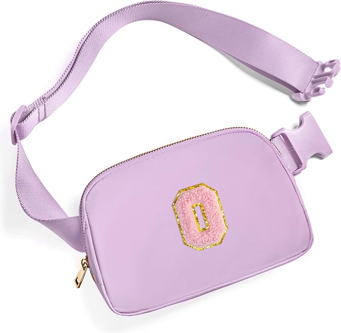 Gitus Initial Belt Bag Fanny Pack Crossbody Bag for Girls Birthday Gifts Age 8-10 Teen Girl Gifts Trend Stuff Personalized Letter Gifts for Daughter Sister (Lavender-O)
