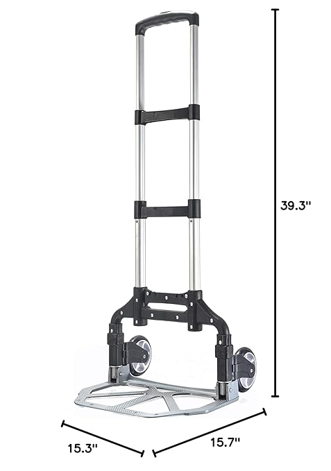 Tory Carrier Portable Hand Luggage Cart Trolley Lightweight Folding Luggage Trolley Load Capacity 150LBS Ideal for Home, Office, Travel Use (Black)