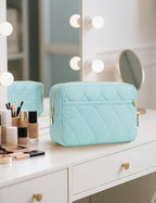 Noozion Makeup Bag Travel Toiletry Bag, Puffy Padded Cosmetic Bag for Women, Makeup Organizer Case, Wide-open Pouch Purse, Travel Essentials