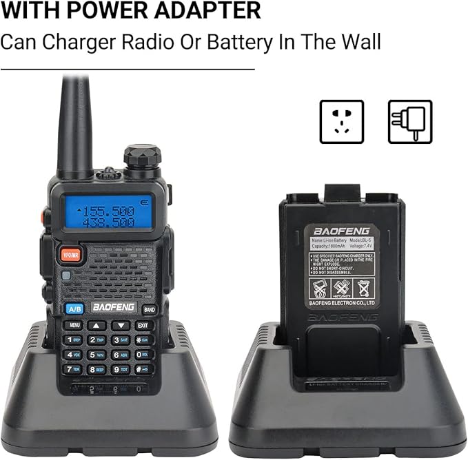 BAOFENG UV-5R Ham Radio Long Range UV5R Dual Band VHF UHF Rechargeable Walkie Talkies for Adults Handheld Two Way Radio with Earpiece AR-771 Full Kit for Camping Hunting Survival Gear,2Pack