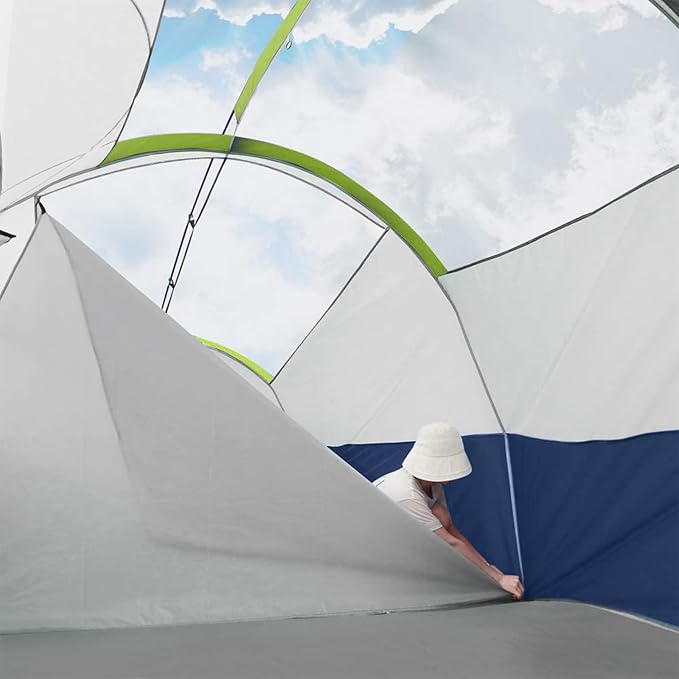 CAMPROS CP Tent 12-Person-Camping-Tents,3 Room Family Tents,Waterproof Windproof Family Tent with Top Rainfly,6 Large Mesh Windows,Double Layer,Easy Set Up, Portable with Carry Bag-20' x 9' x 72"(H)