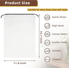 12 PCS Clear Shoe Bags for Travel, 11.8" x 15.7" Travel Shoe Bags for Storage and Packing, Waterproof Drawstring Shoe Bag for Traveling, Travel Essentials for Women and Men