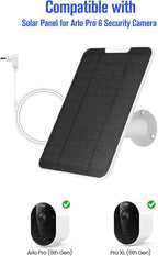 Solar Panel Charger Compatible with Arlo Pro Security Camera 2K HDR(6th Gen, 2025 Release), Built-in Battery Solar Panel for Arlo Pro 6/6XL, 9.8ft USB-C Plug Cable, IP65 Waterproof, Wall Mount, 2 Pack