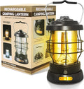 Retro Camping Lantern Rechargeable 1500LM 2 Modes Dimmable,Portable Electric Hurricane Lamp Hands-Free Flashlight,5000 mA High Capacity Battery LED Lanterns for Power Outages Indoor