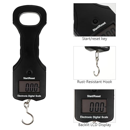 Angoily 30kg Portable Digital Luggage Scale Electronic Hanging Scale with Hook Multifunction Weighing for Travel Fishing