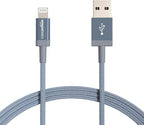 Amazon Basics 2-Pack USB-A to Lightning Cable, Apple MFi Certified, Nylon Braided Cord for iPhone 14 13 12 11 X Xs Pro, Pro Max, Plus, iPad, High Speed Data Sync Charger, 6 Foot, Dark Gray