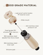 Travel Coffee Press, Vacuum Insulated Portable French Press, Stainless Steel Portable Coffee Maker/Tea Press, 12oz, Beige