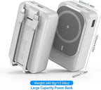 Magnetic Wireless Power Bank 26800mAh, PD 22.5W Type-C Fast Charging Portable Charger 5 Outputs, Battery Pack for Magsafe Built in 2 Cables with Stand LED Display for iPhone 17/16/15/14/13/12-White