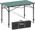 Join Nature Portable Outdoor Adjustable Height Camping Table, Large for 2-6 Person, Foldable Roll-up Aluminum Camp Table with Carry Bag for Picnic, Camp, Sturdy, Stable, Loads 220 Lbs (Green)