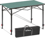 Join Nature Portable Outdoor Adjustable Height Camping Table, Large for 2-6 Person, Foldable Roll-up Aluminum Camp Table with Carry Bag for Picnic, Camp, Sturdy, Stable, Loads 220 Lbs (Green)